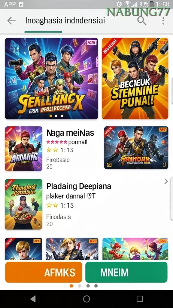Cuplikan layar LUNATOGEL — menu navigasi